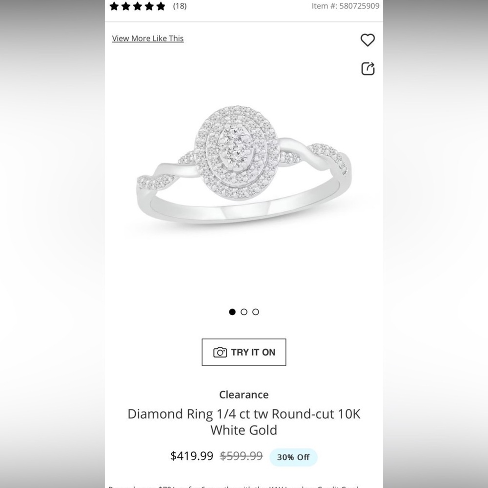 Kay Jewlers 1/4 ct 10k white gold